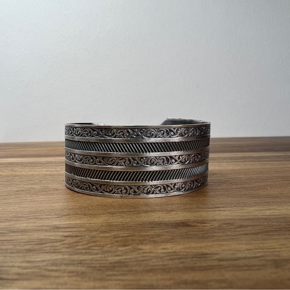 Filigree silver cuff bracelet
